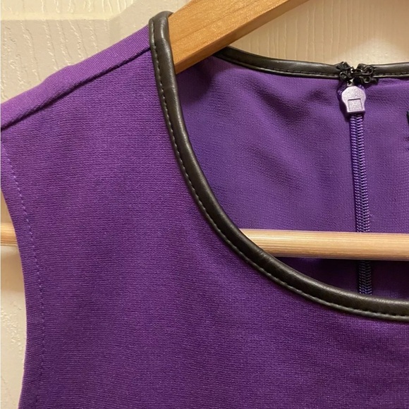Lauren Ralph Elegant Brill Purple Sleeveless Dress w/ Faux Leather Trim Sz NWT!! - Picture 4 of 15